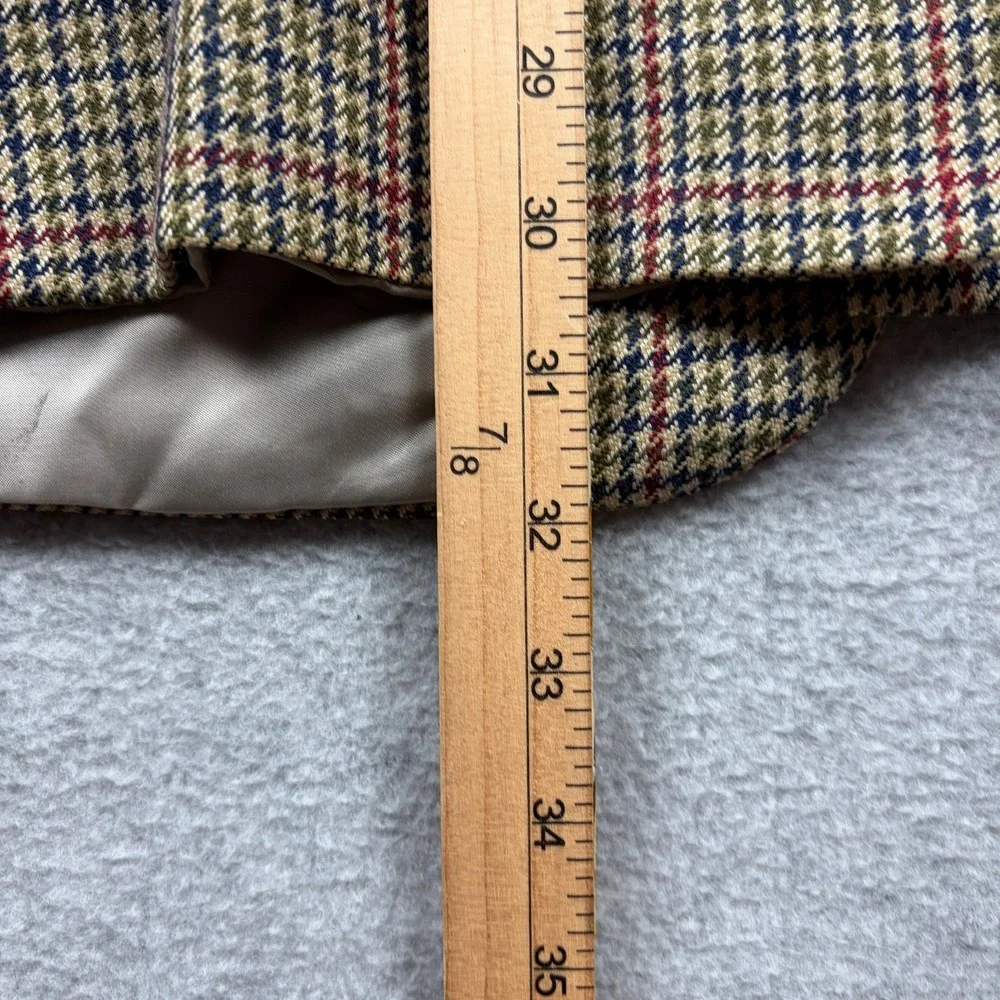 Vintage Paul Stuart Sport Coat Mens 42L Tan Plaid Houndstooth Lambswool Cashmere